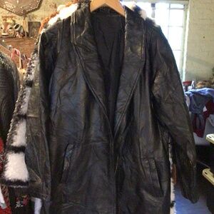 vintage leather patterned coat